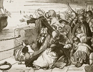 Scene at the removal of the Irish soldiers from Limerick, illustration from 